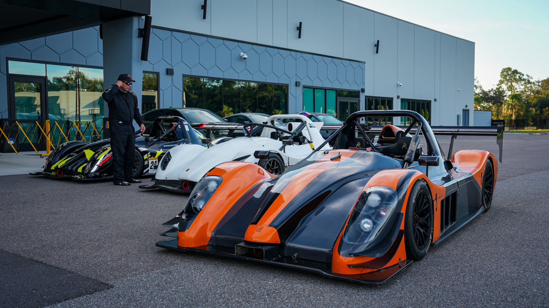 Track cars lined up before a members' track day